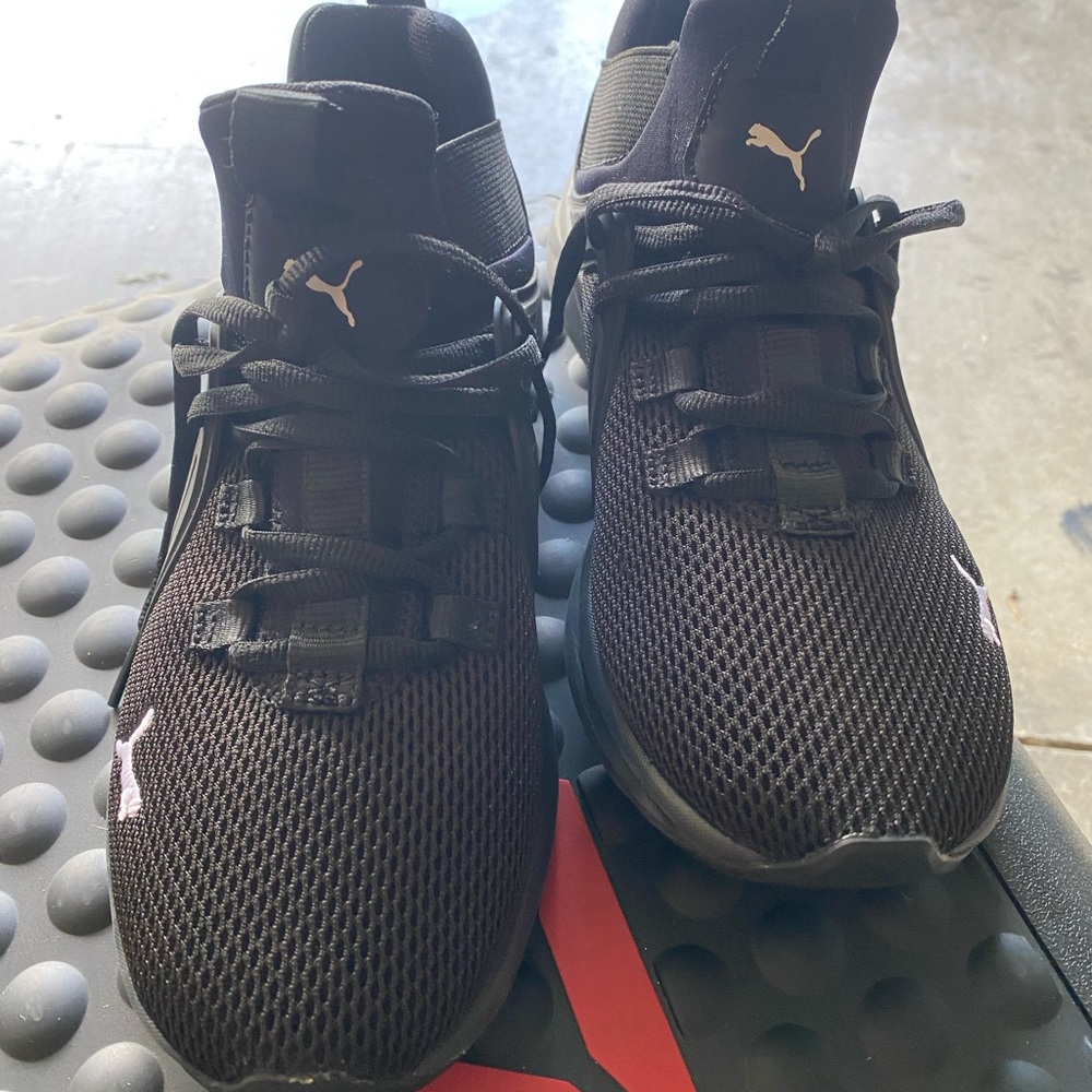 Puma Black Mesh Kids Athletic Shoes